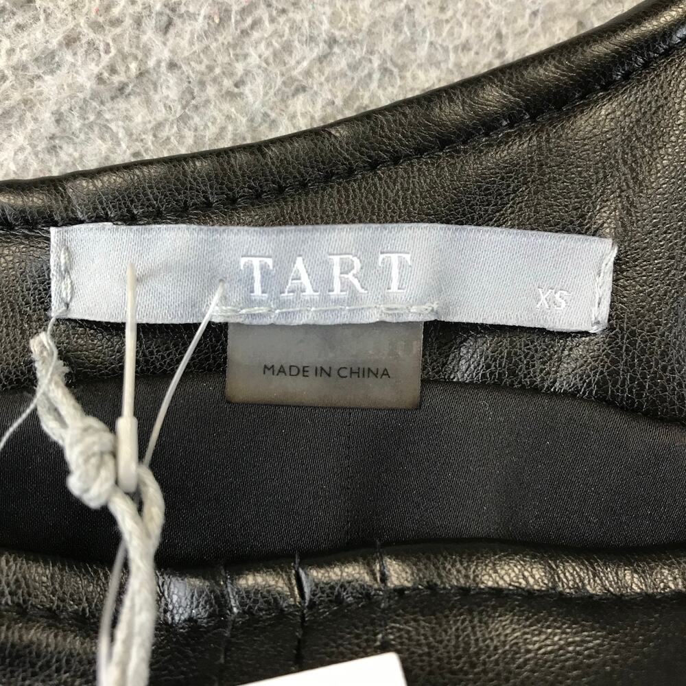 New $221 Tart Anastasia Vegan Leather Dress black size XS‎ - Picture 3 of 12